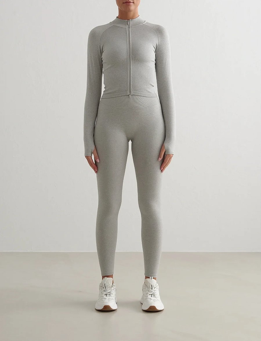 aim´n - Shape Seamless Zip Jacket - Överdelar - grey melange - 4