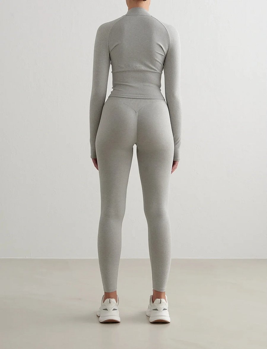 aim´n - Shape Seamless Zip Jacket - Överdelar - grey melange - 5