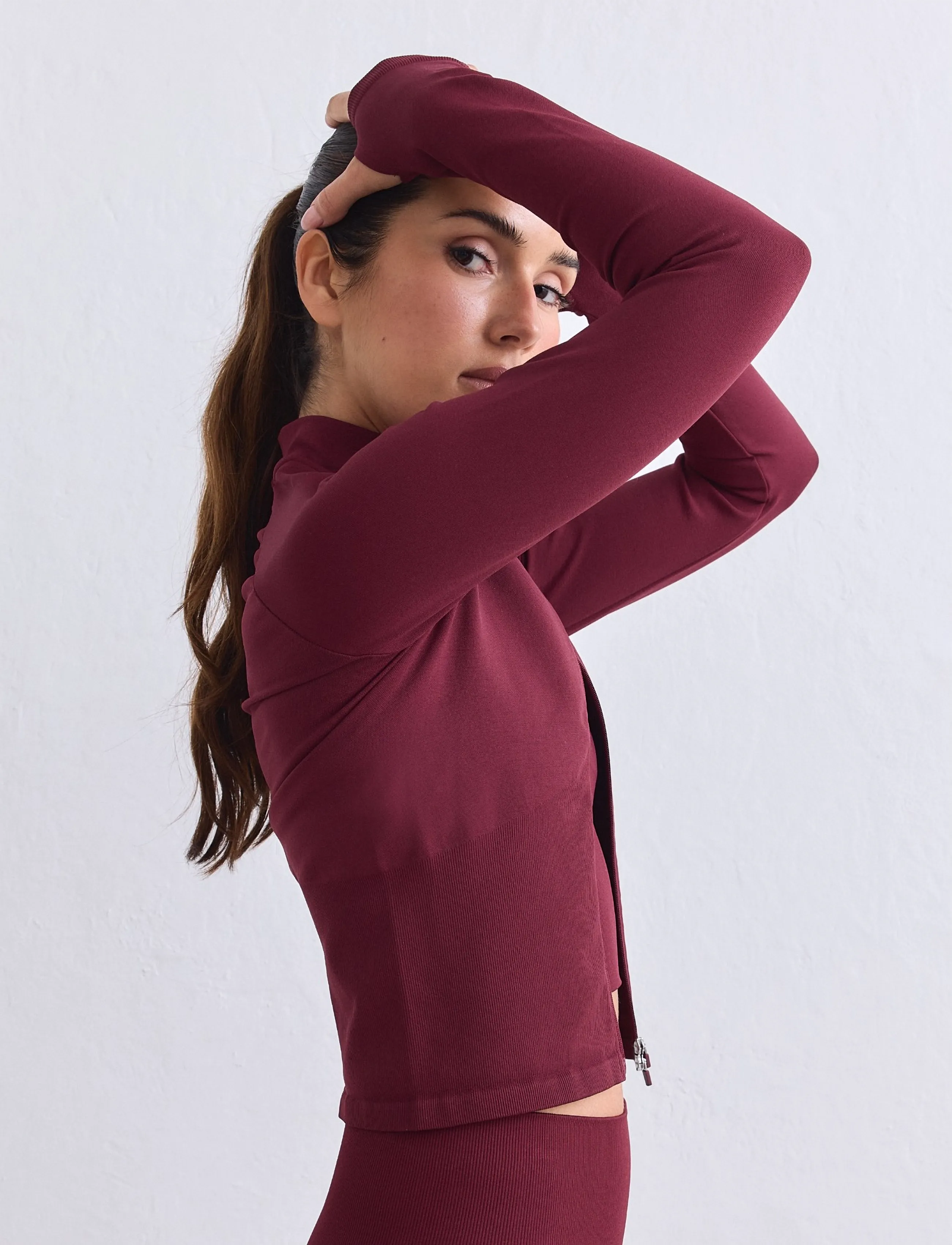 aim´n - Shape Seamless Zip Jacket - overdele - merlot - 3