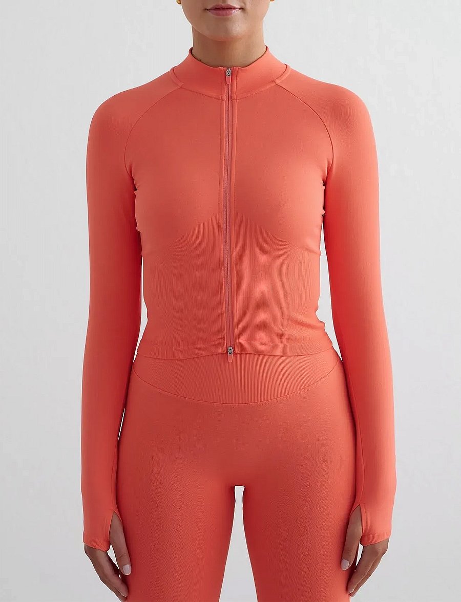 aim´n - Shape Seamless Zip Jacket - Överdelar - tangerine - 0