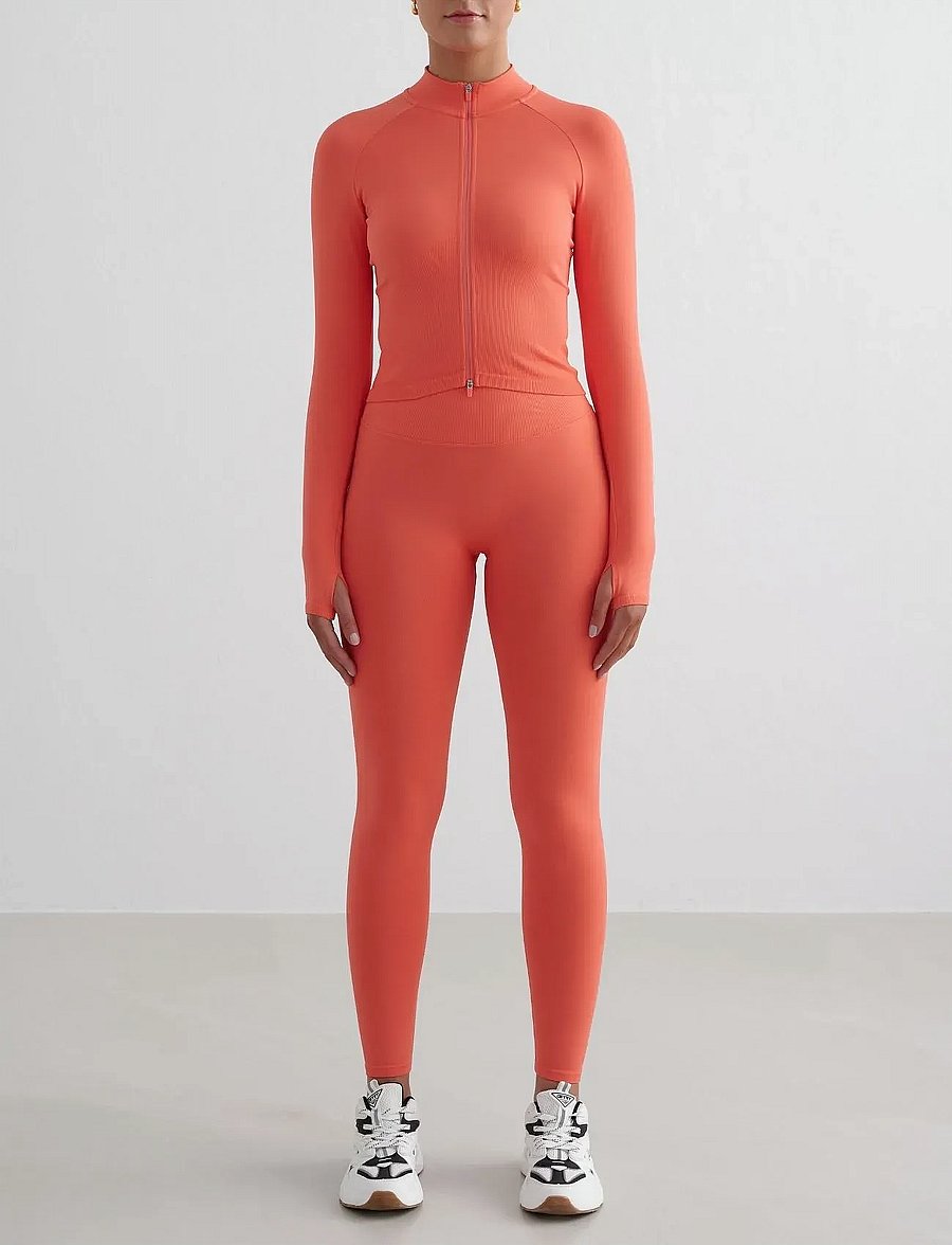 aim´n - Shape Seamless Zip Jacket - Överdelar - tangerine - 4