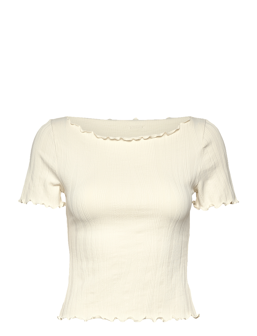 aim´n - Tulip Short Sleeve Top - t-shirts - almond white - 1