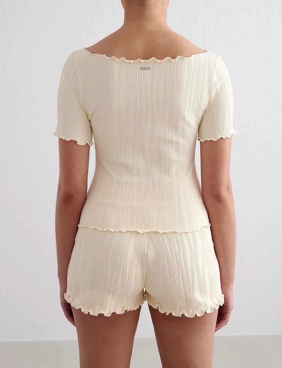 aim´n - Tulip Short Sleeve Top - t-shirts - almond white - 3