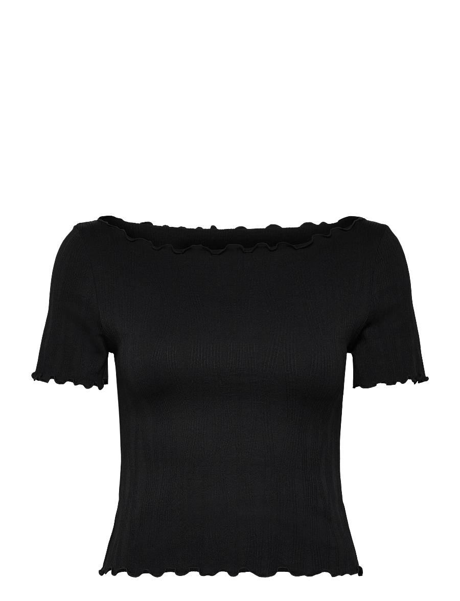 aim´n - Tulip Short Sleeve Top - t-shirts - black - 1