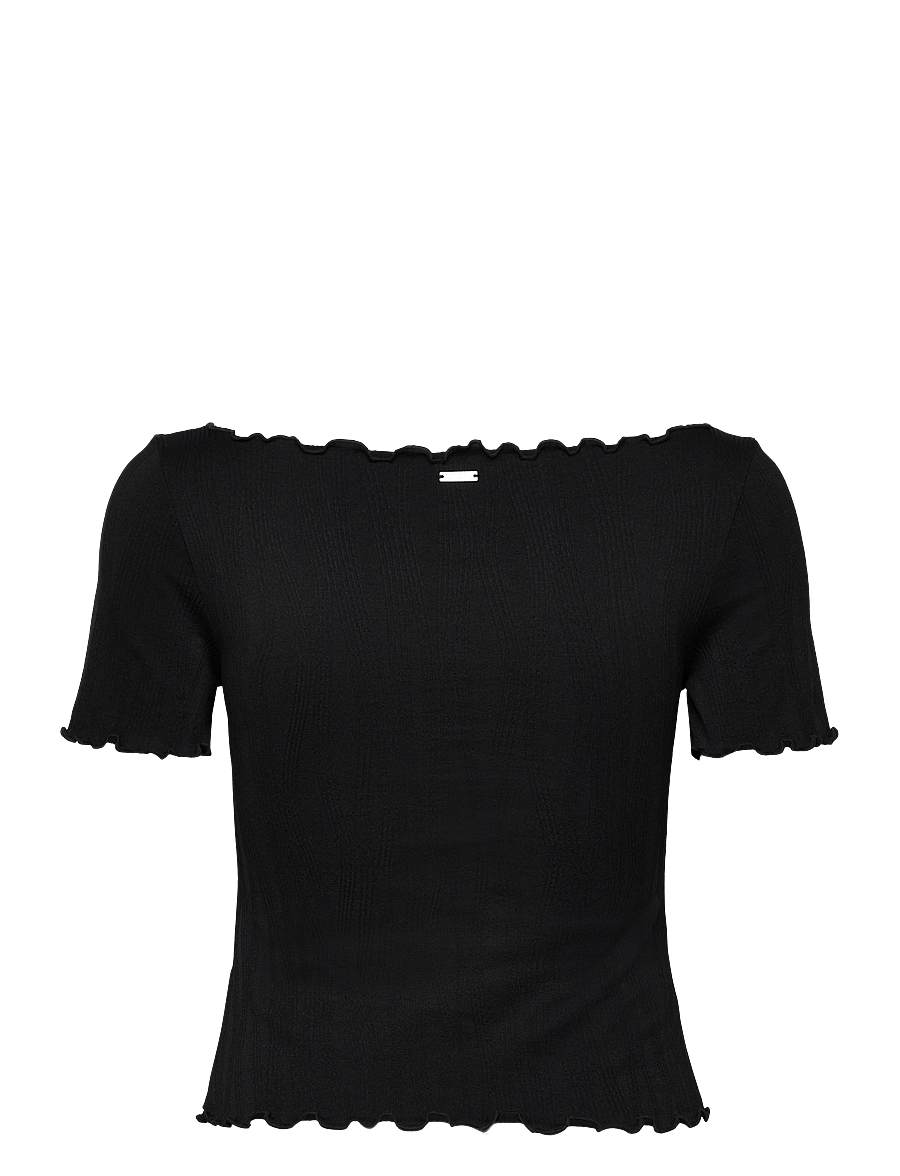 aim´n - Tulip Short Sleeve Top - t-shirts - black - 2