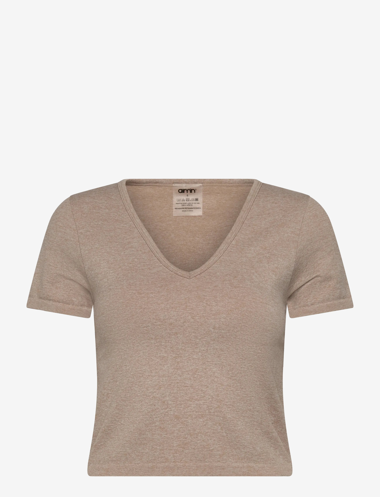 aim´n - Shape Seamless Short Sleeve - t-shirts - beige melange - 1