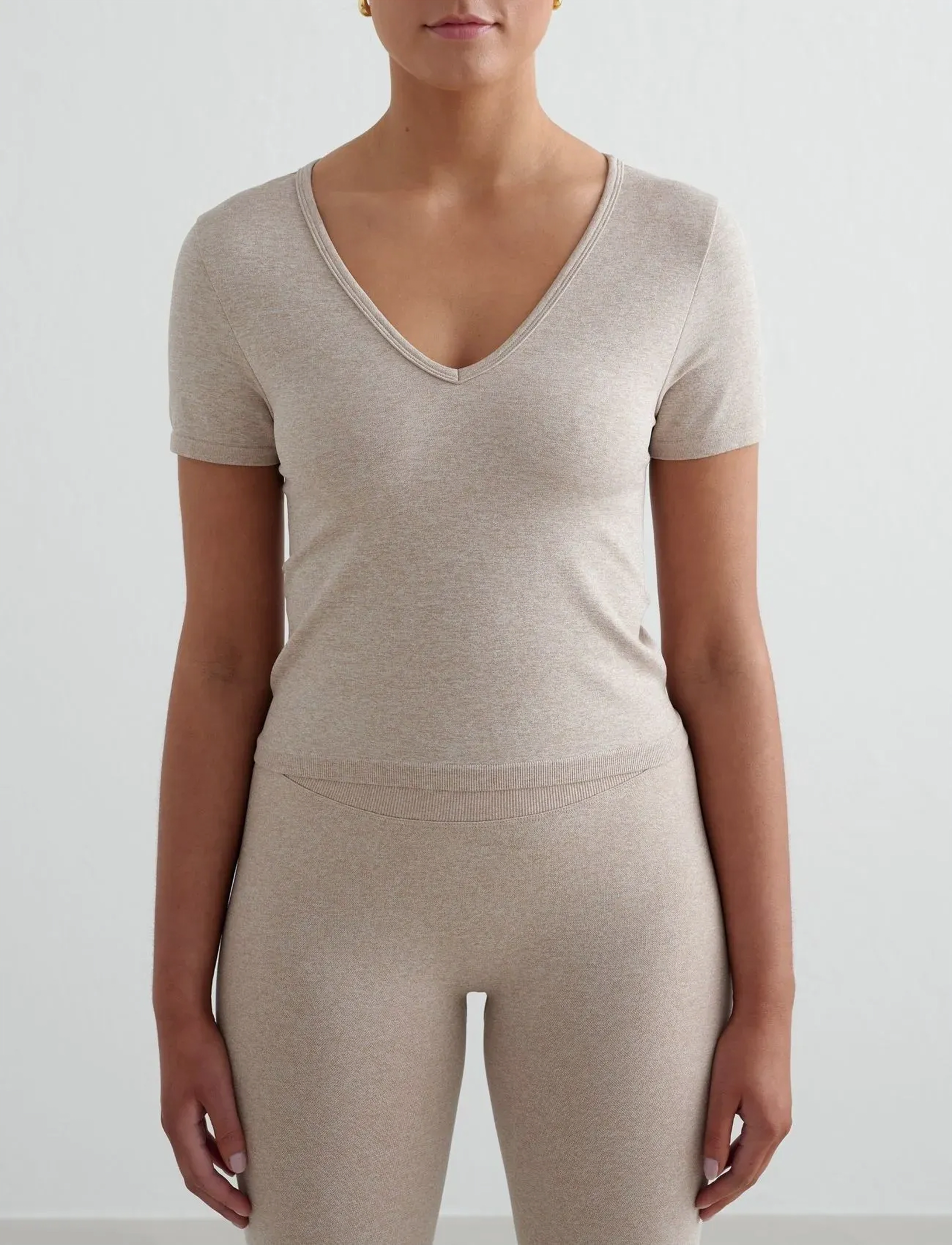 aim´n Shape Seamless Short Sleeve - Sporttoppar - BEIGE MELANGE / beige