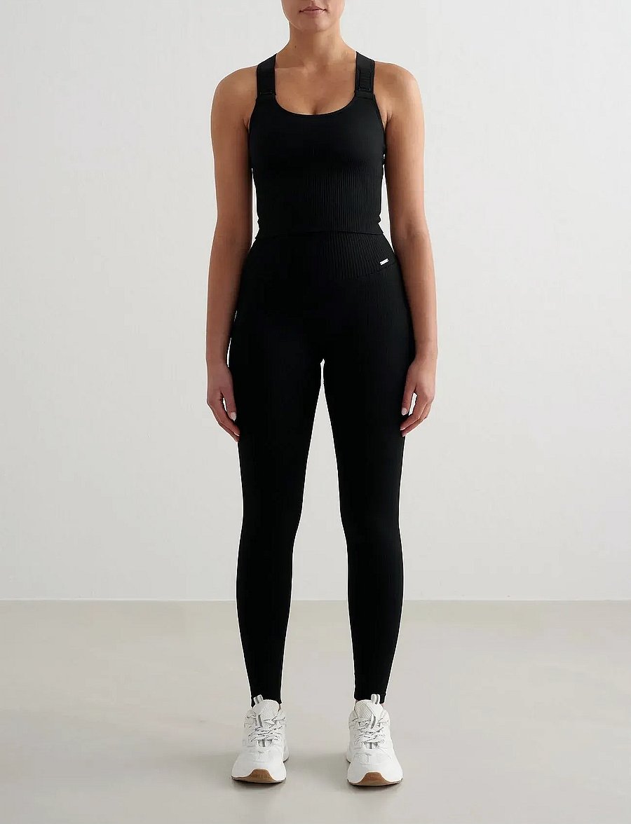 aim´n - Ribbed Seamless High Support Bralette - sports bras - black - 4