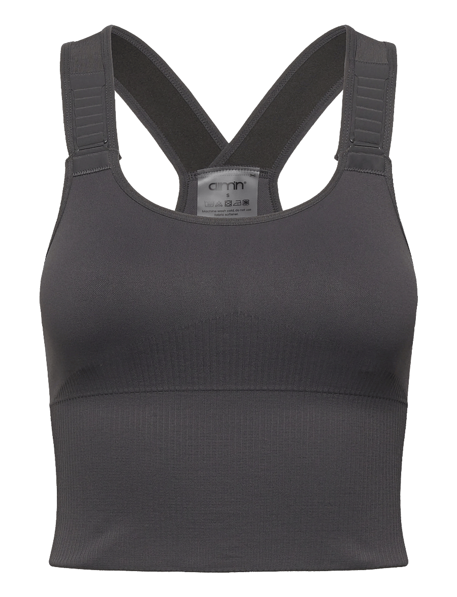 aim´n - Ribbed Seamless High Support Bralette - sport brjóstahaldarar - shadow grey - 1