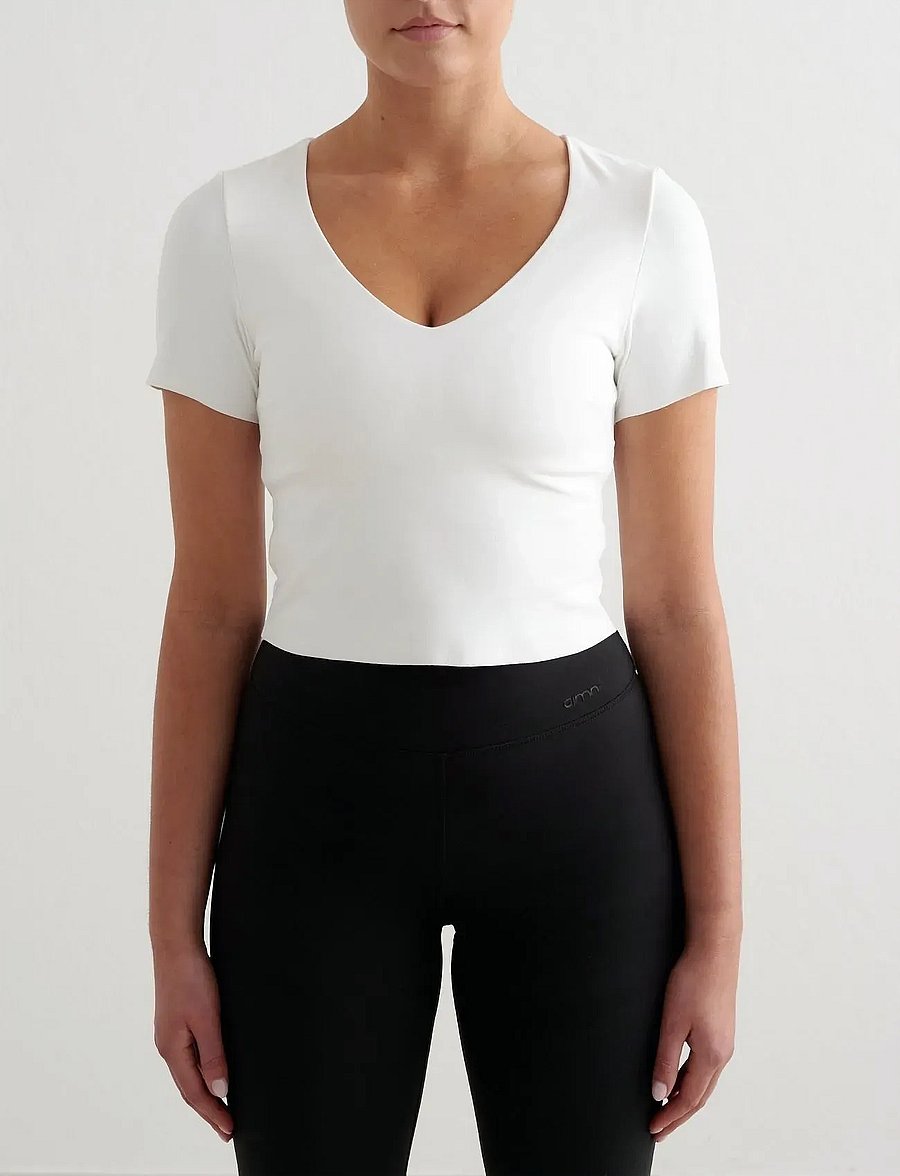 aim´n - Sense Short Sleeve Bralette - t-shirts - white - 0