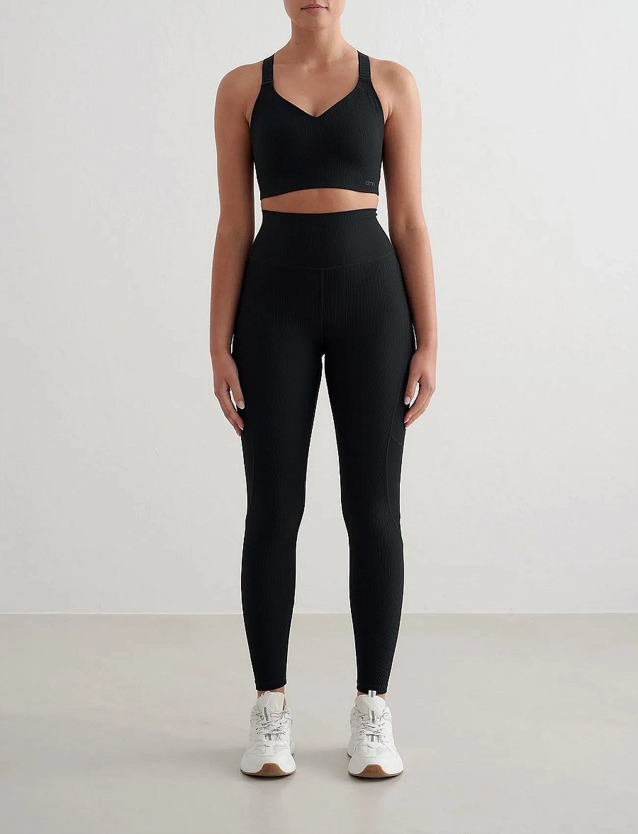 aim´n - Ribbed Performance Pocket Tights - volle länge - black - 0