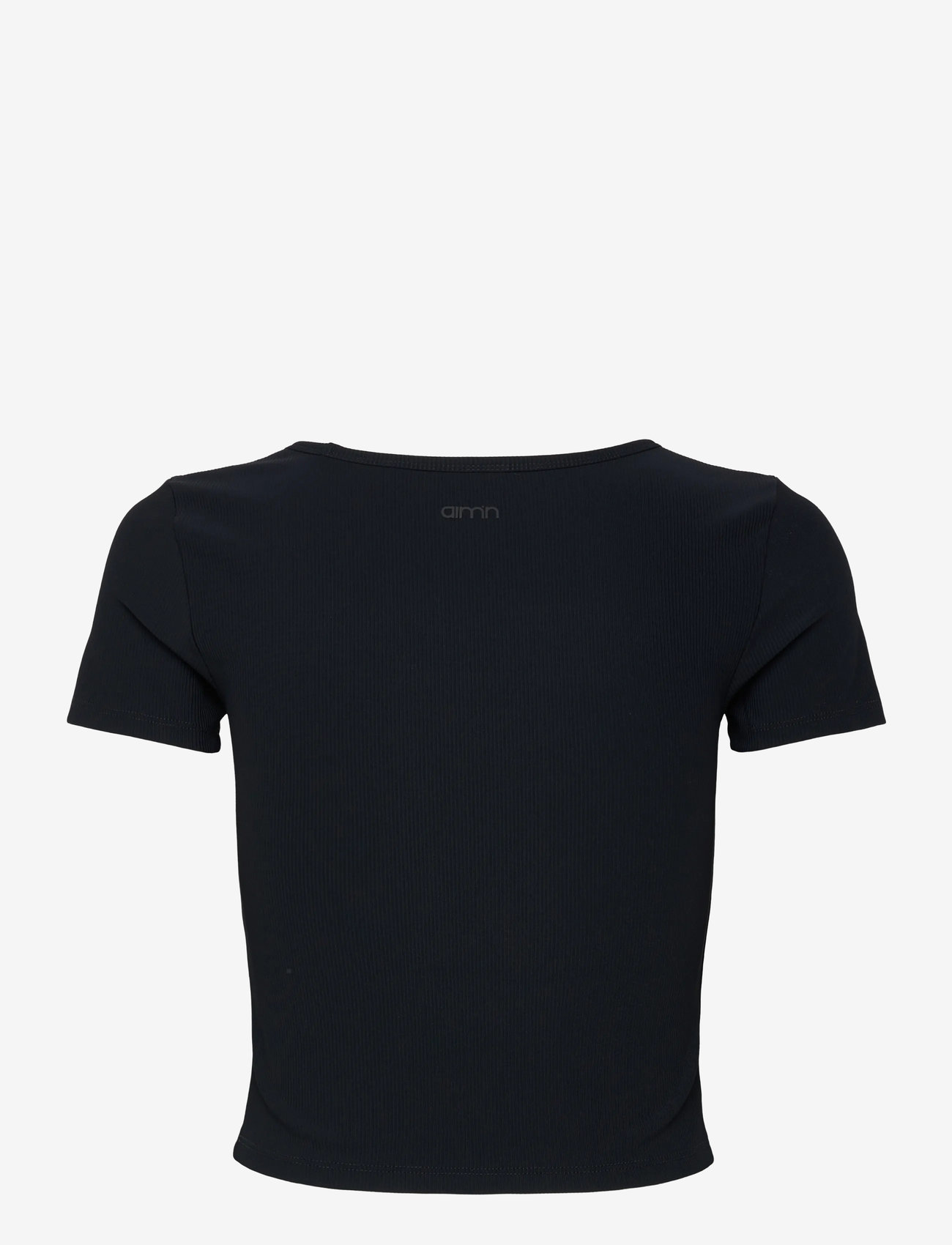 aim´n - Ribbed Performance Short Sleeve - crop tops - black - 2