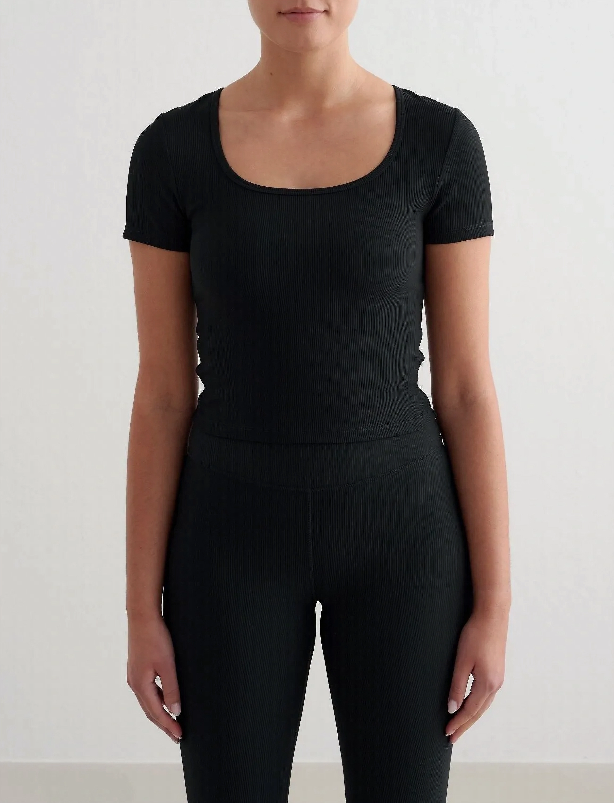aim ́n Ribbed Performance Short Sleeve, XS, Black, Sport Crop Overdele > Sport Short-sleeved Crop Overdele, Dame