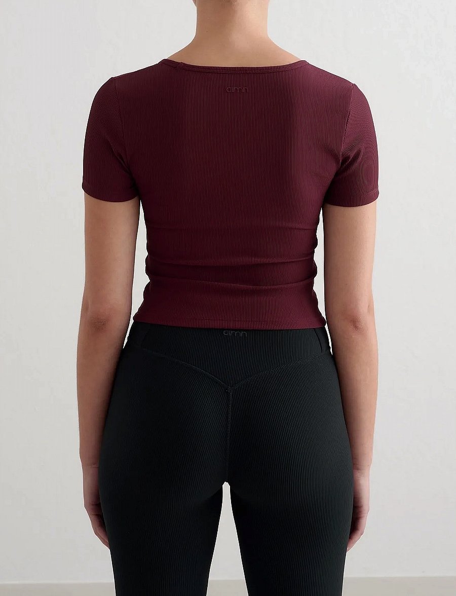 aim´n - Ribbed Performance Short Sleeve - nabapluusid - cherry - 3