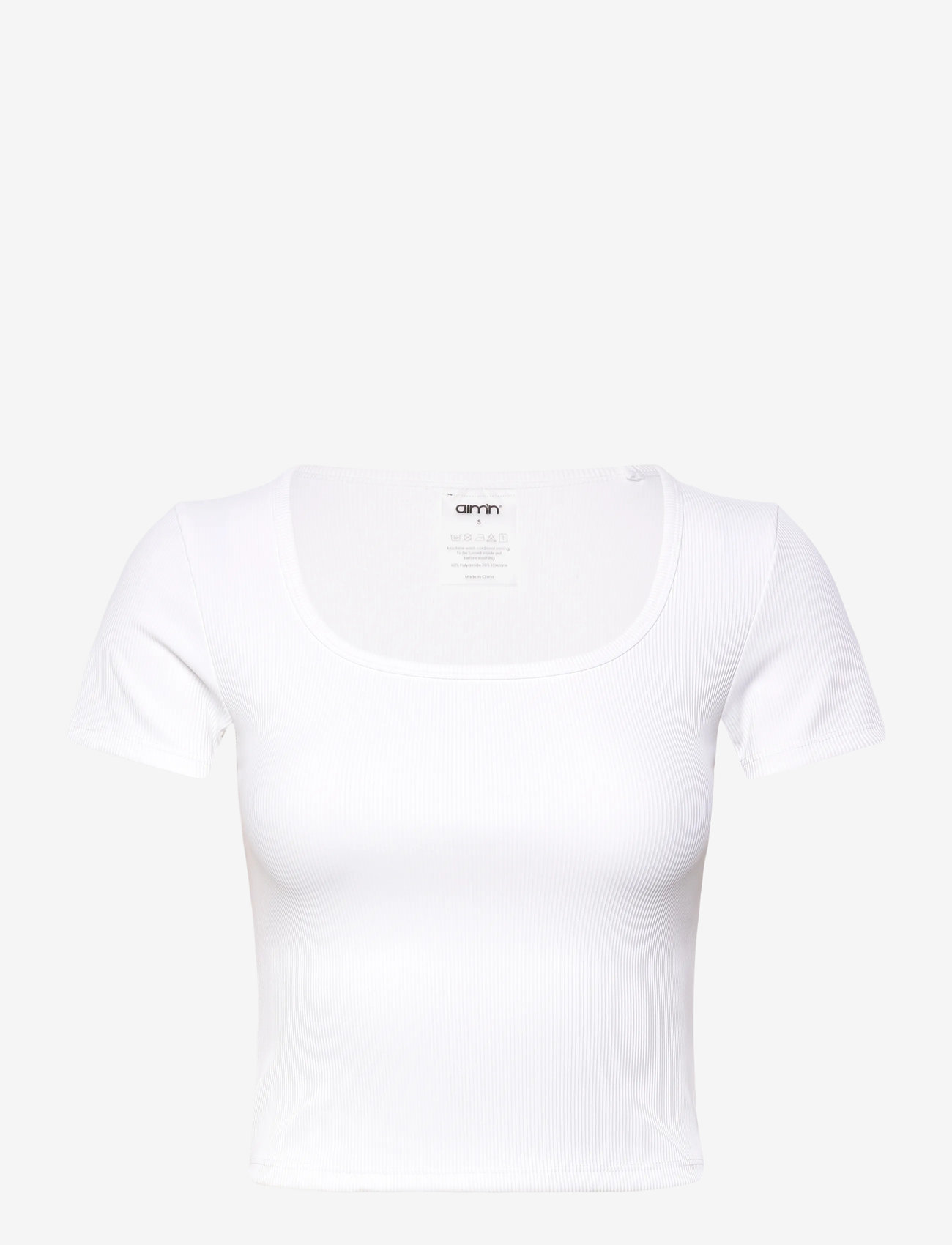 aim´n - Ribbed Performance Short Sleeve - crop tops - white - 1