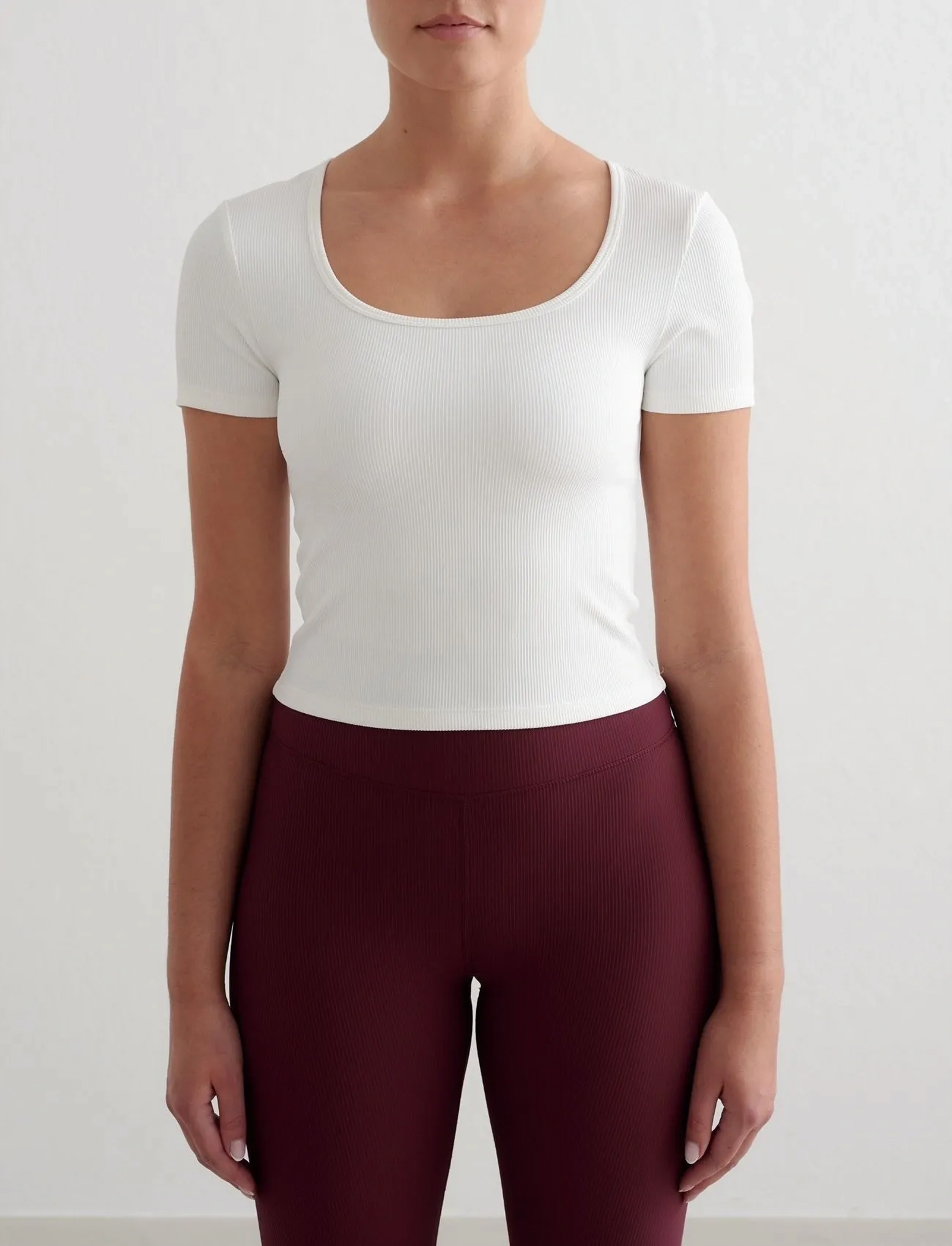 aim ́n Ribbed Performance Short Sleeve, M, White, Sport Crop Overdele > Sport Short-sleeved Crop Overdele, Dame