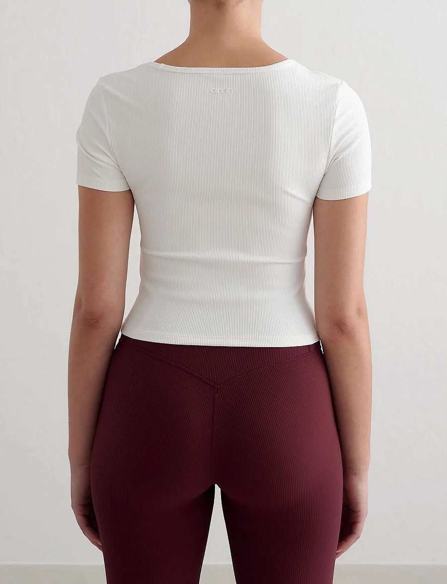 aim´n - Ribbed Performance Short Sleeve - nabapluusid - white - 3