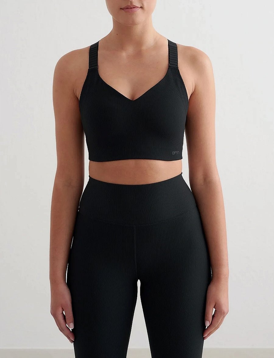 aim´n - Ribbed Performance Support Bra - black - 0