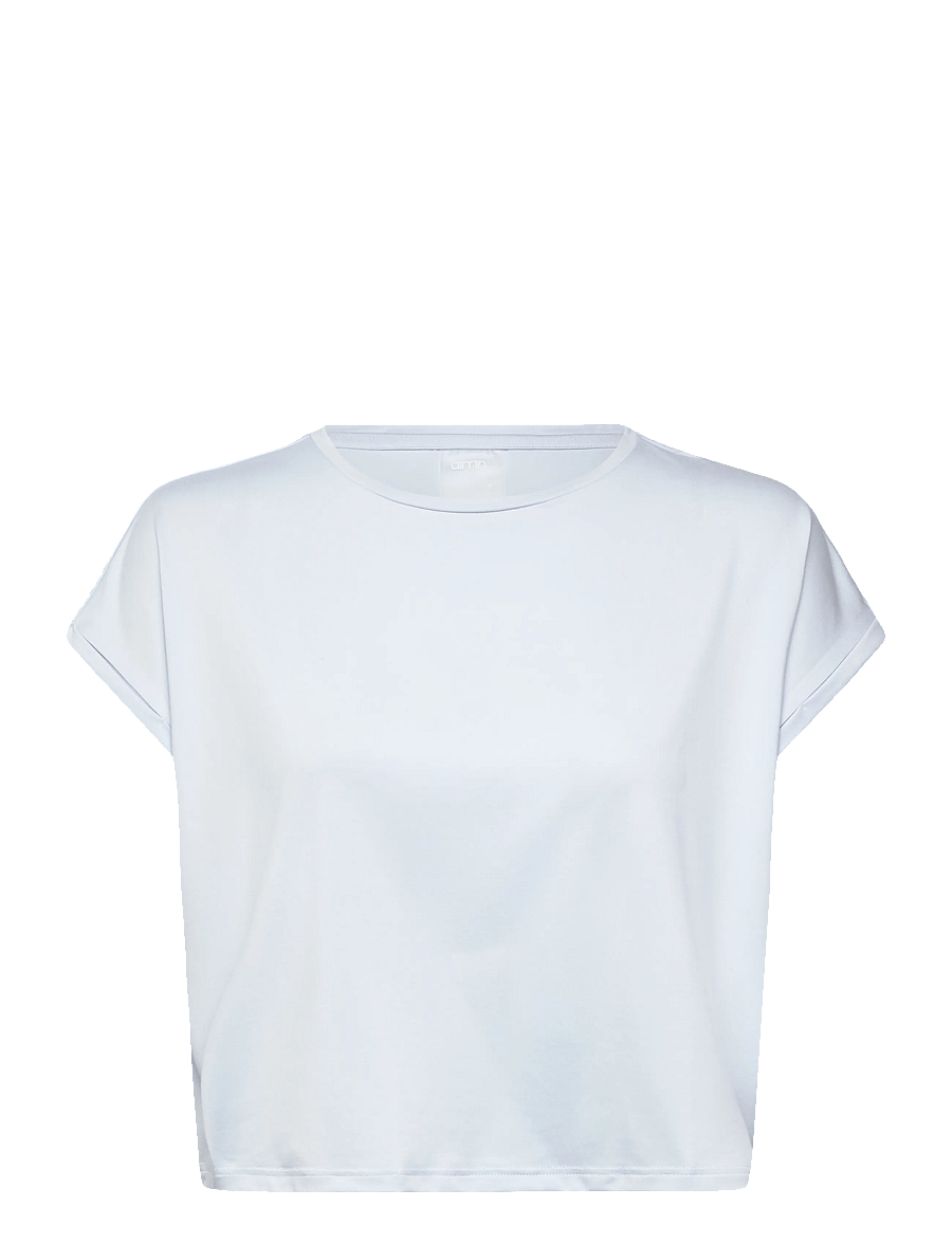 aim´n - Soft Basic Roll Sleeve Top - t-särgid - aura - 1
