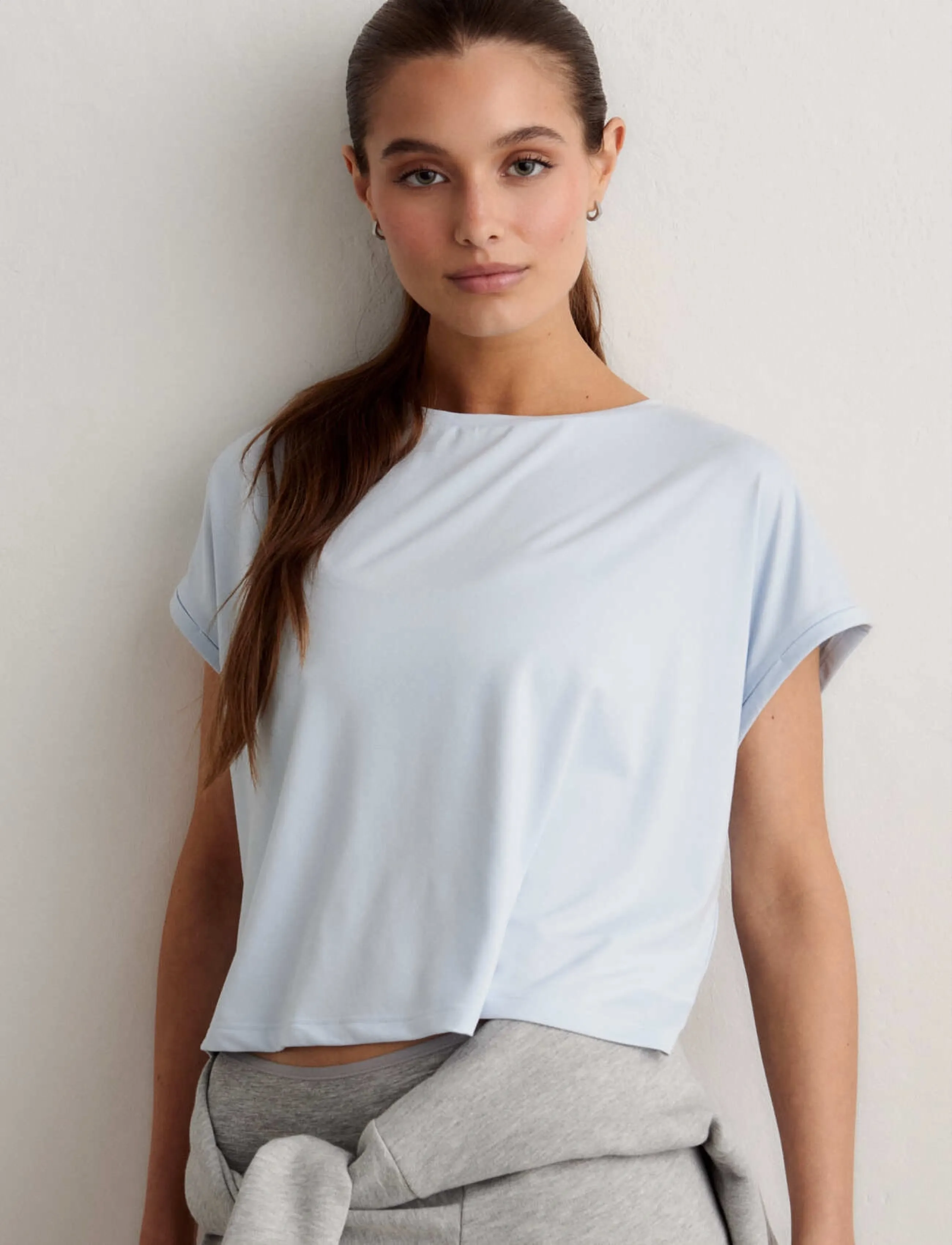 aim ́n Soft Basic Roll Sleeve Top, Kvinder, Rulleærme Top, Blå, Str: S