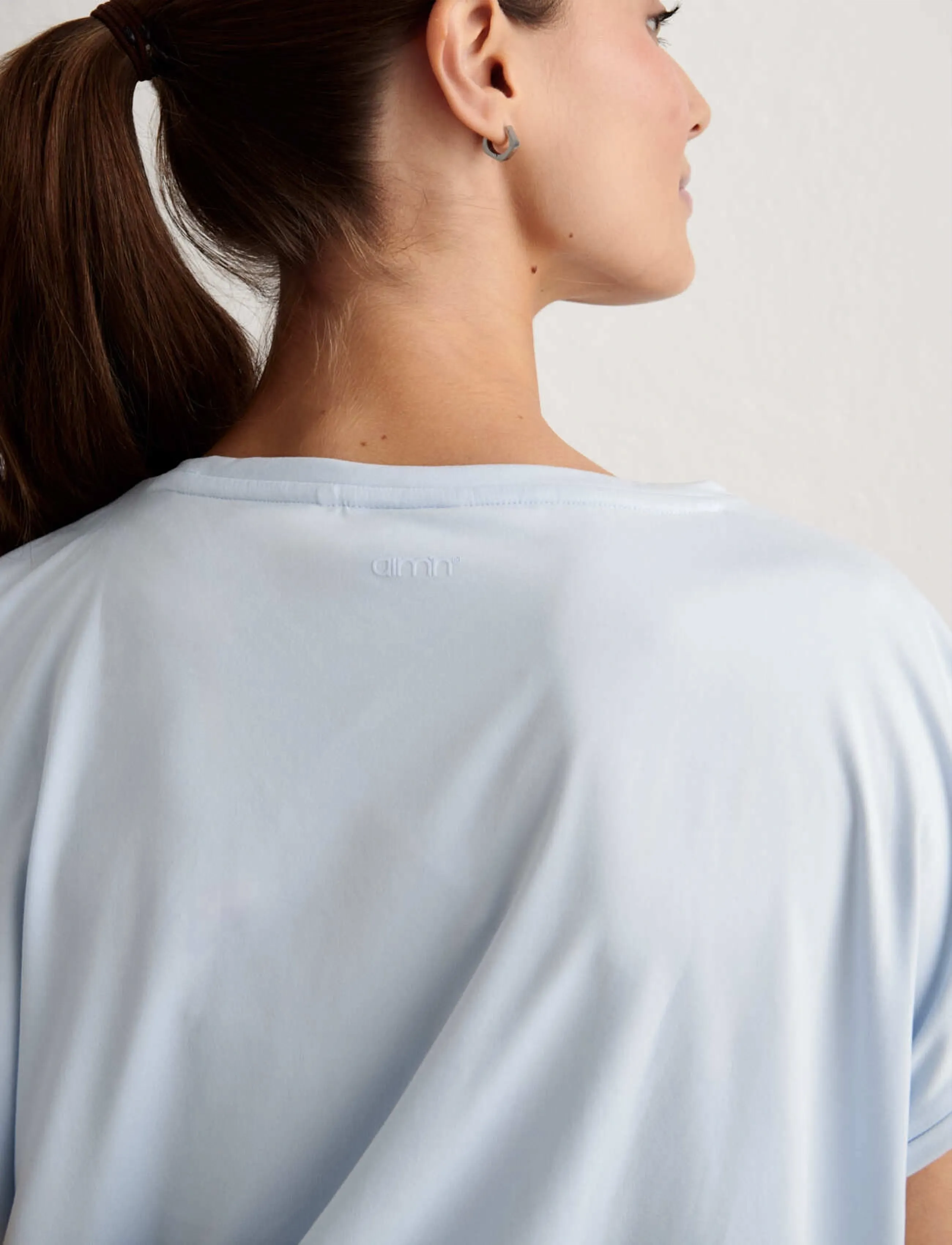 aim´n - Soft Basic Roll Sleeve Top - t-shirts - aura - 4