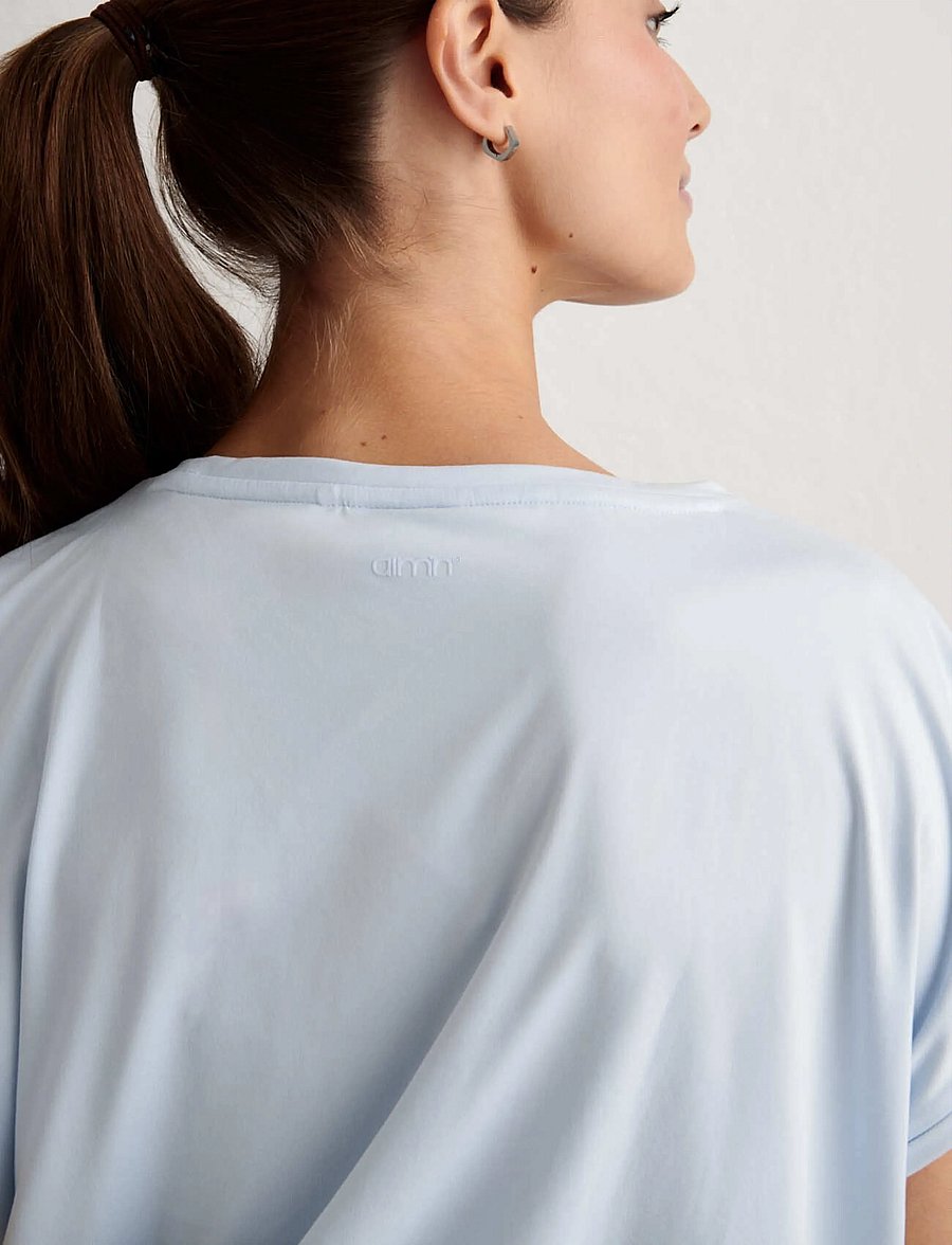 aim´n - Soft Basic Roll Sleeve Top - t-särgid - aura - 4