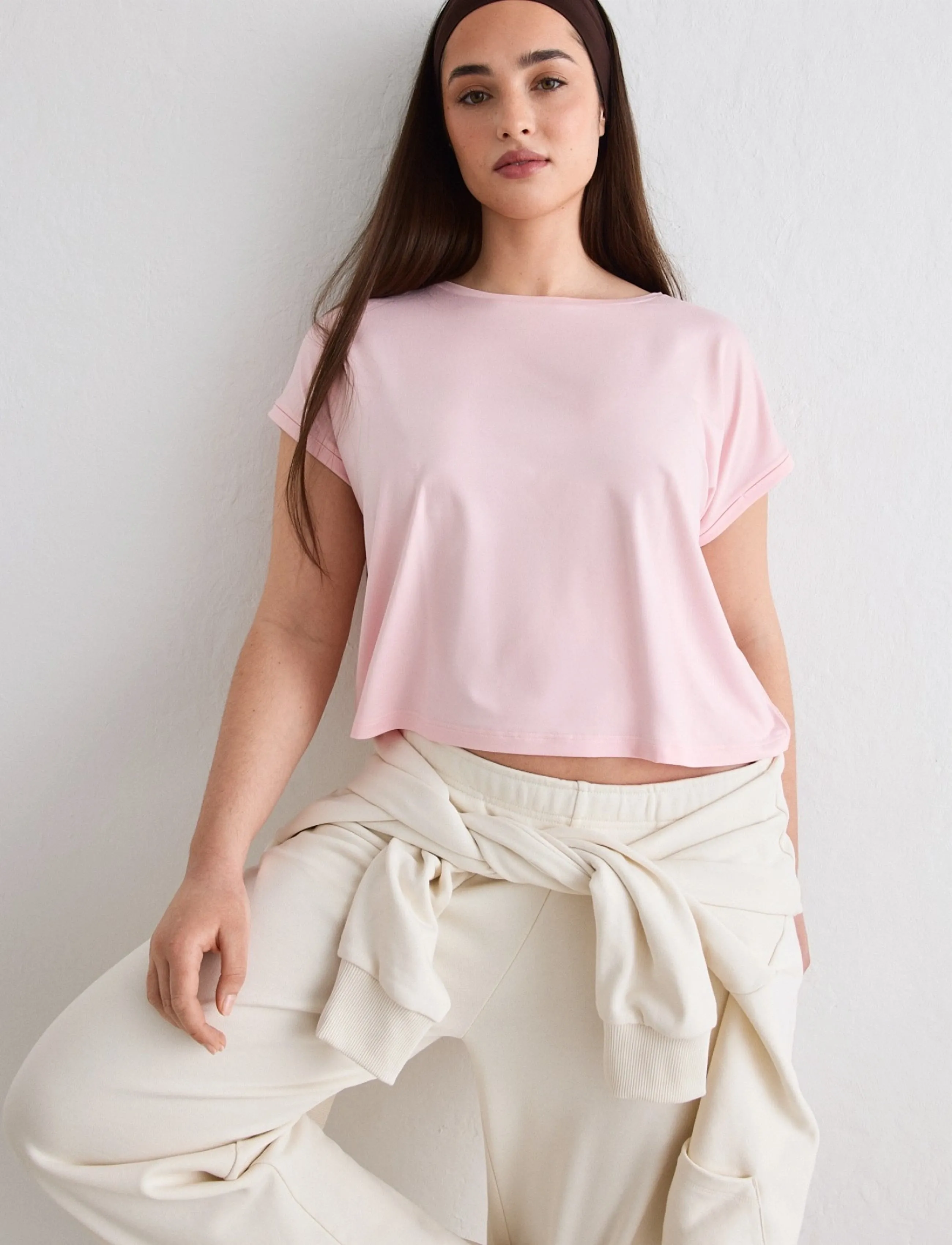 aim ́n Soft Basic Roll Sleeve Top, Kvinder, Rulleærme Top, Pink, Str: L
