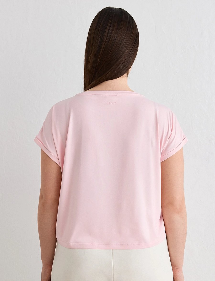 aim´n - Soft Basic Roll Sleeve Top - t-särgid - ballerina - 3