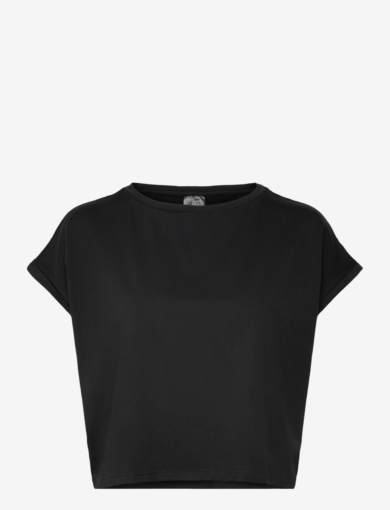 aim´n - Soft Basic Roll Sleeve Top - t-shirts - black - 0