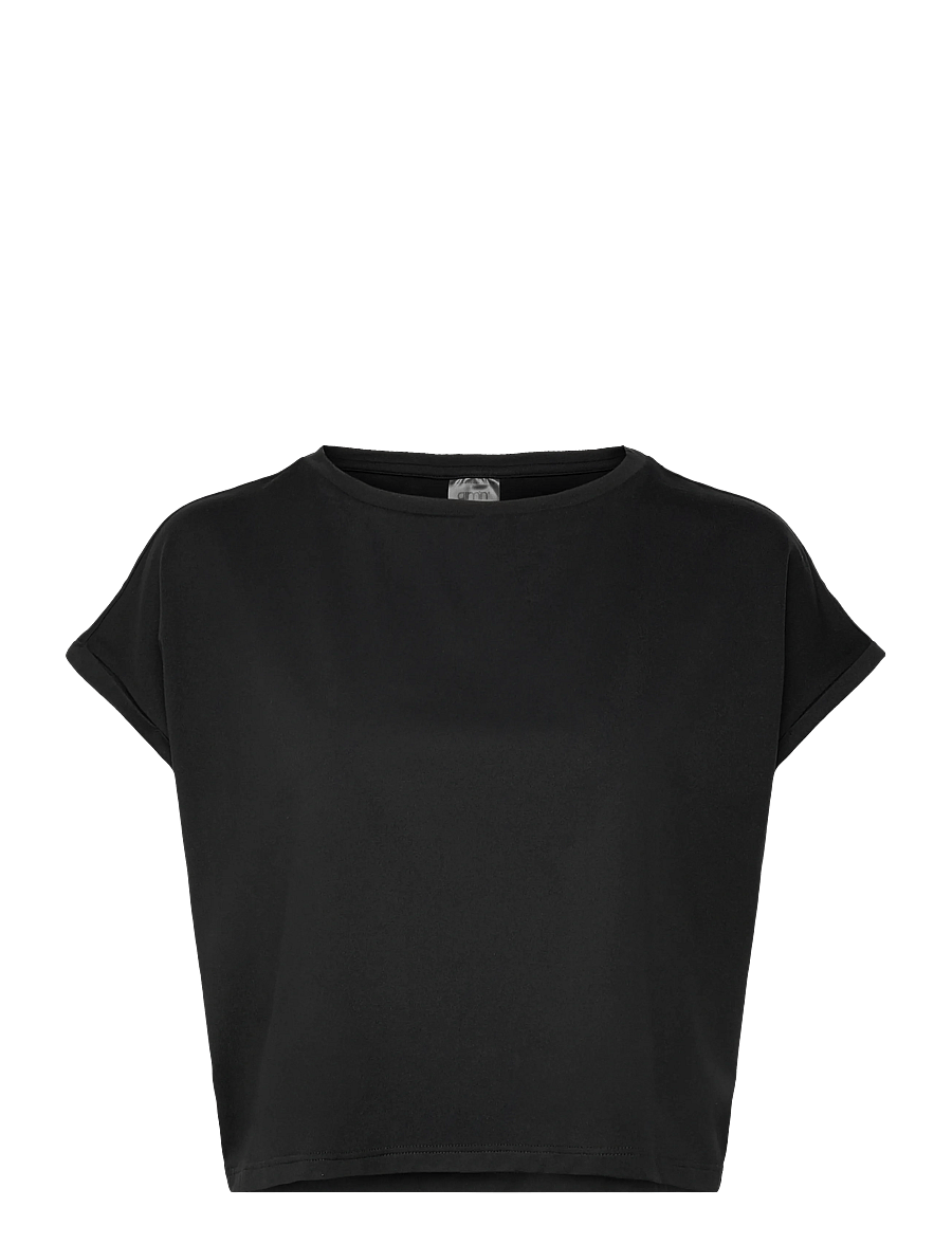aim´n - Soft Basic Roll Sleeve Top - t-särgid - black - 0