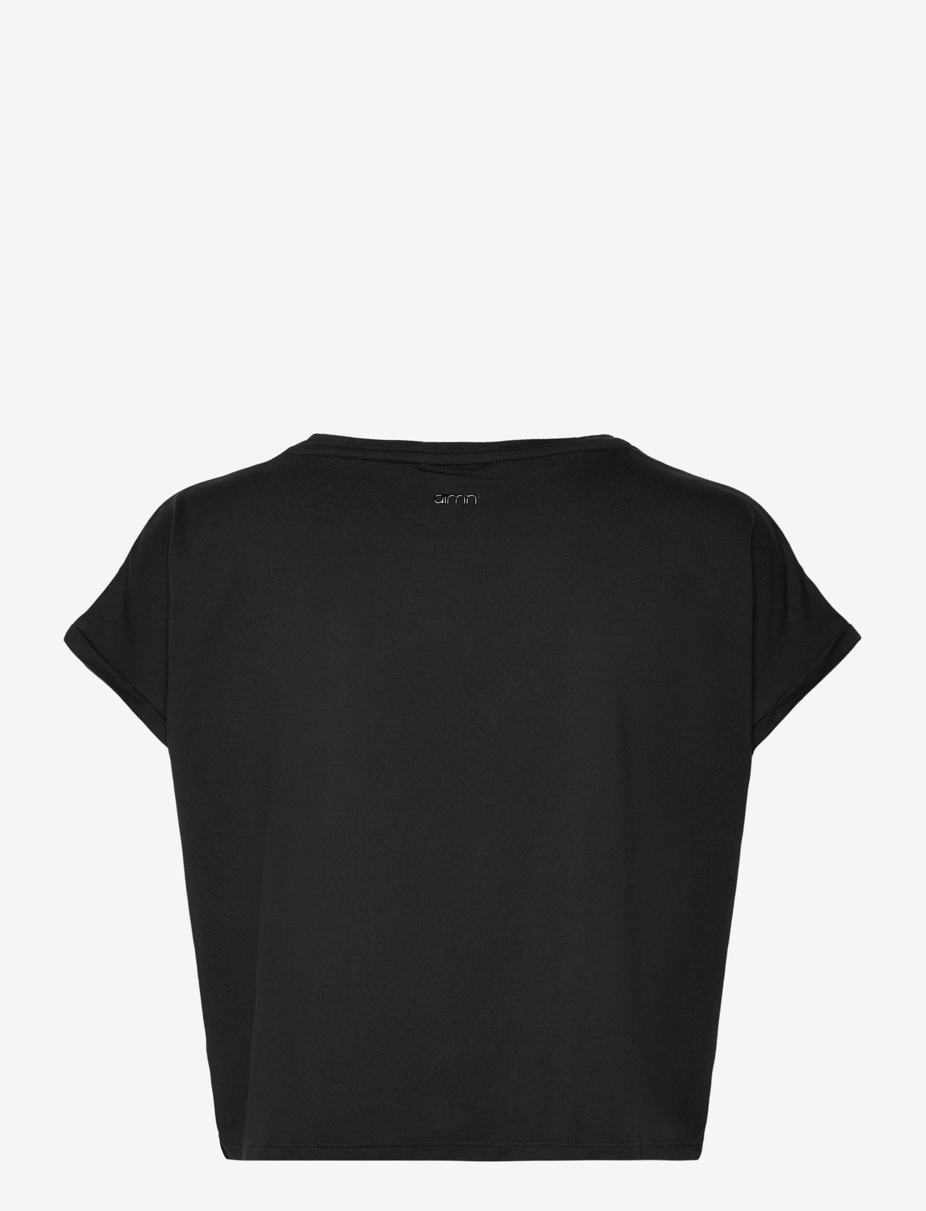 aim´n - Soft Basic Roll Sleeve Top - t-shirts - black - 1
