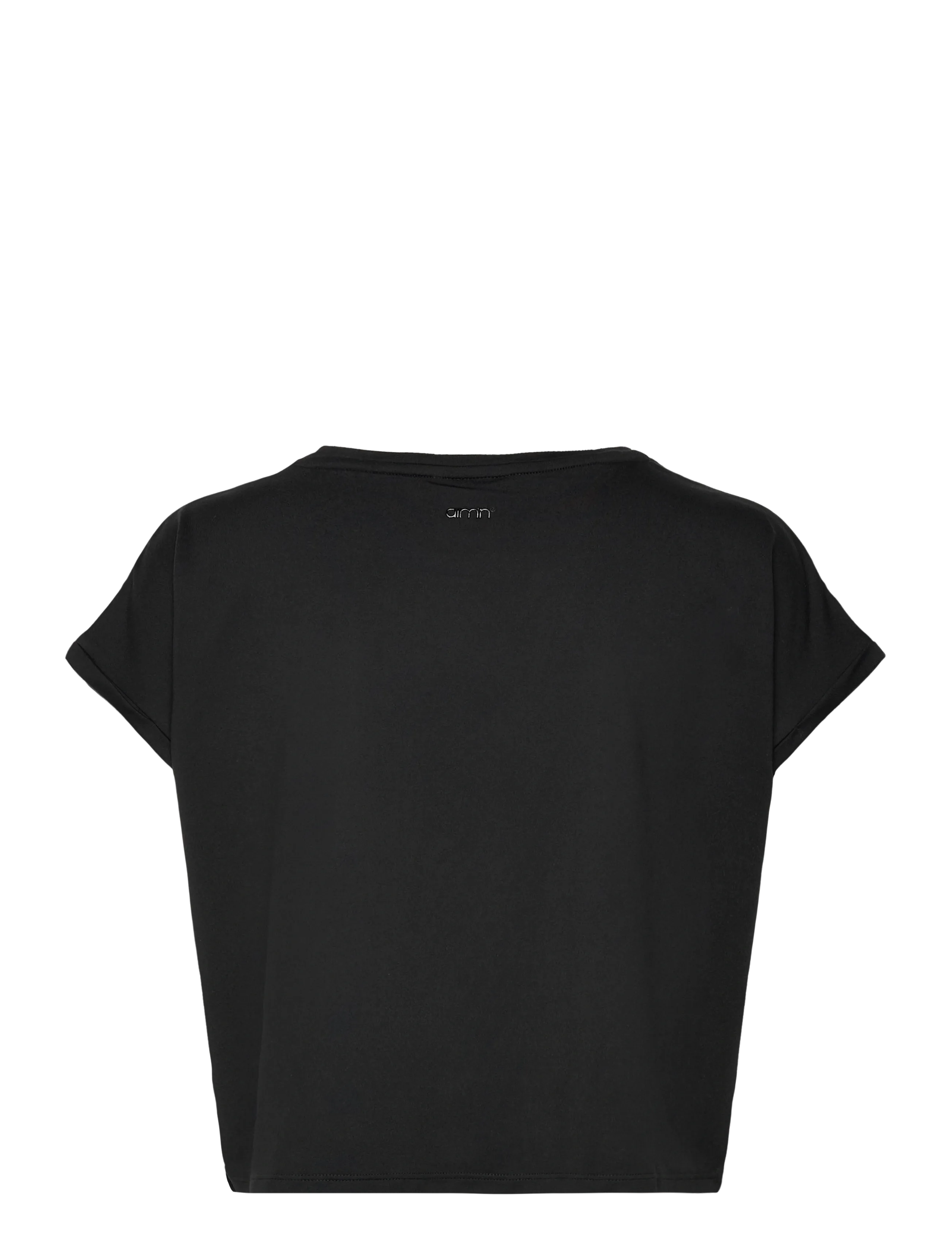 aim´n - Soft Basic Roll Sleeve Top - t-shirts - black - 1