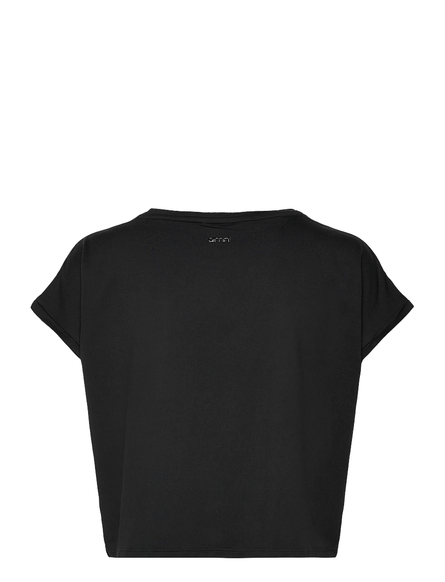aim´n - Soft Basic Roll Sleeve Top - t-särgid - black - 1