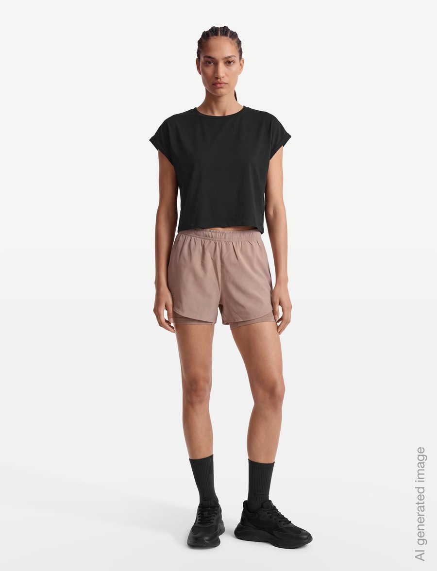 aim´n - Soft Basic Roll Sleeve Top - t-särgid - black - 0