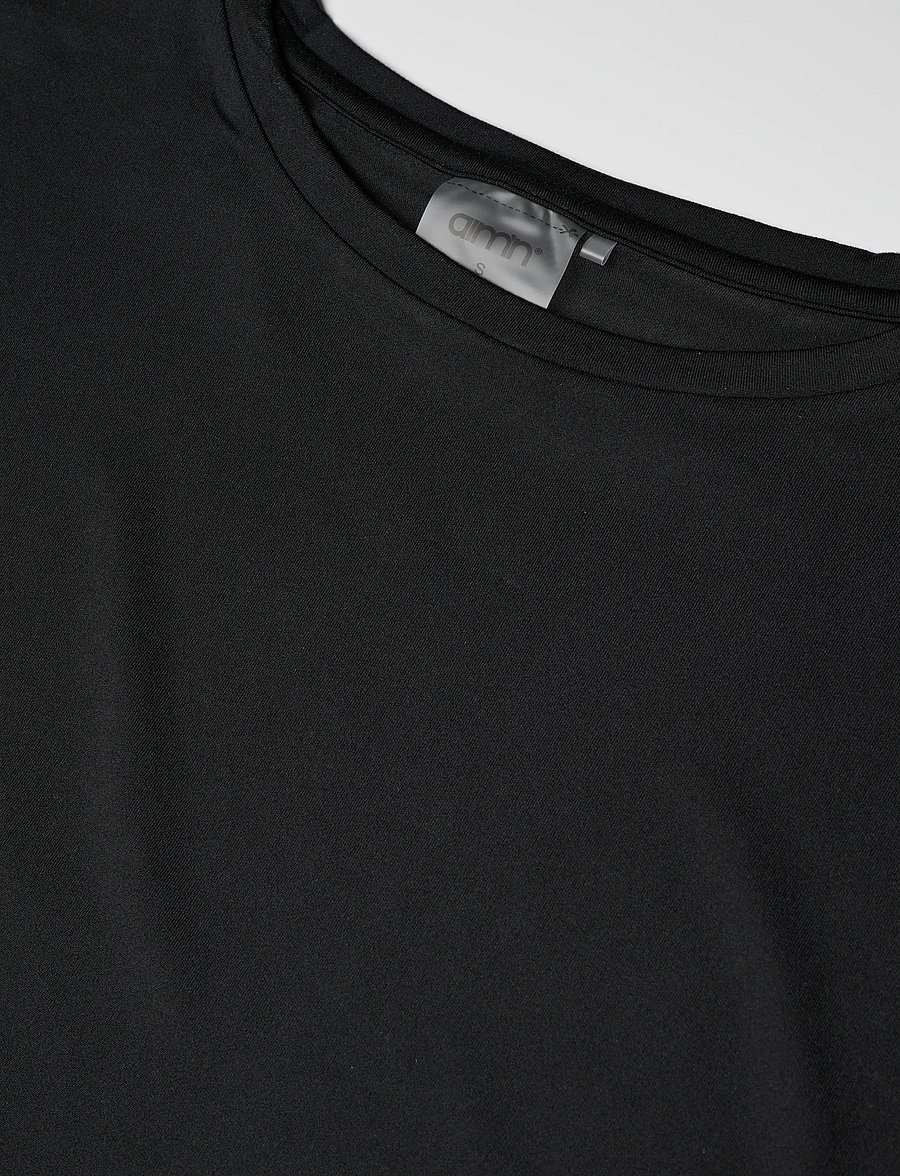 aim´n - Soft Basic Roll Sleeve Top - t-särgid - black - 2