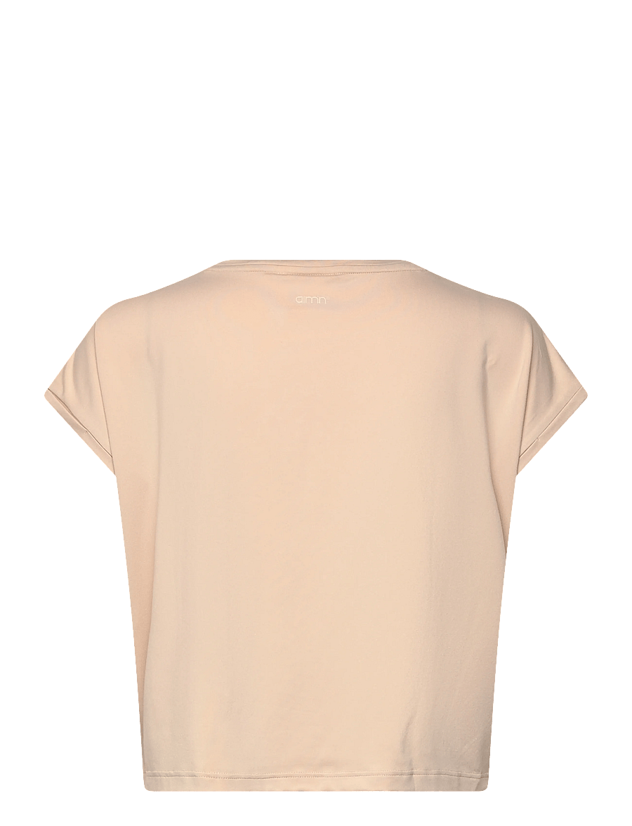 aim´n - Soft Basic Roll Sleeve Top - t-särgid - cafe au lait - 1