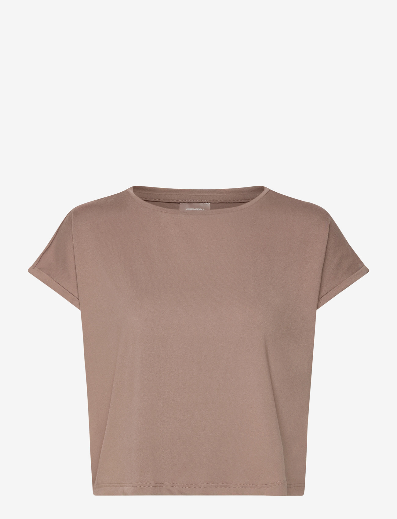 aim´n - Soft Basic Roll Sleeve Top - t-shirts - espresso - 0