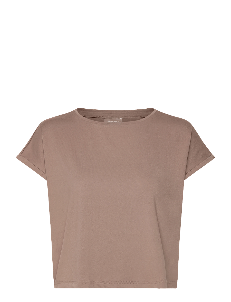 aim´n - Soft Basic Roll Sleeve Top - t-särgid - espresso - 0