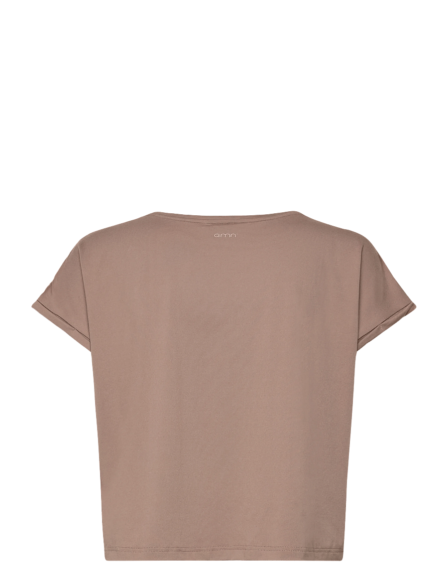 aim´n - Soft Basic Roll Sleeve Top - t-särgid - espresso - 1