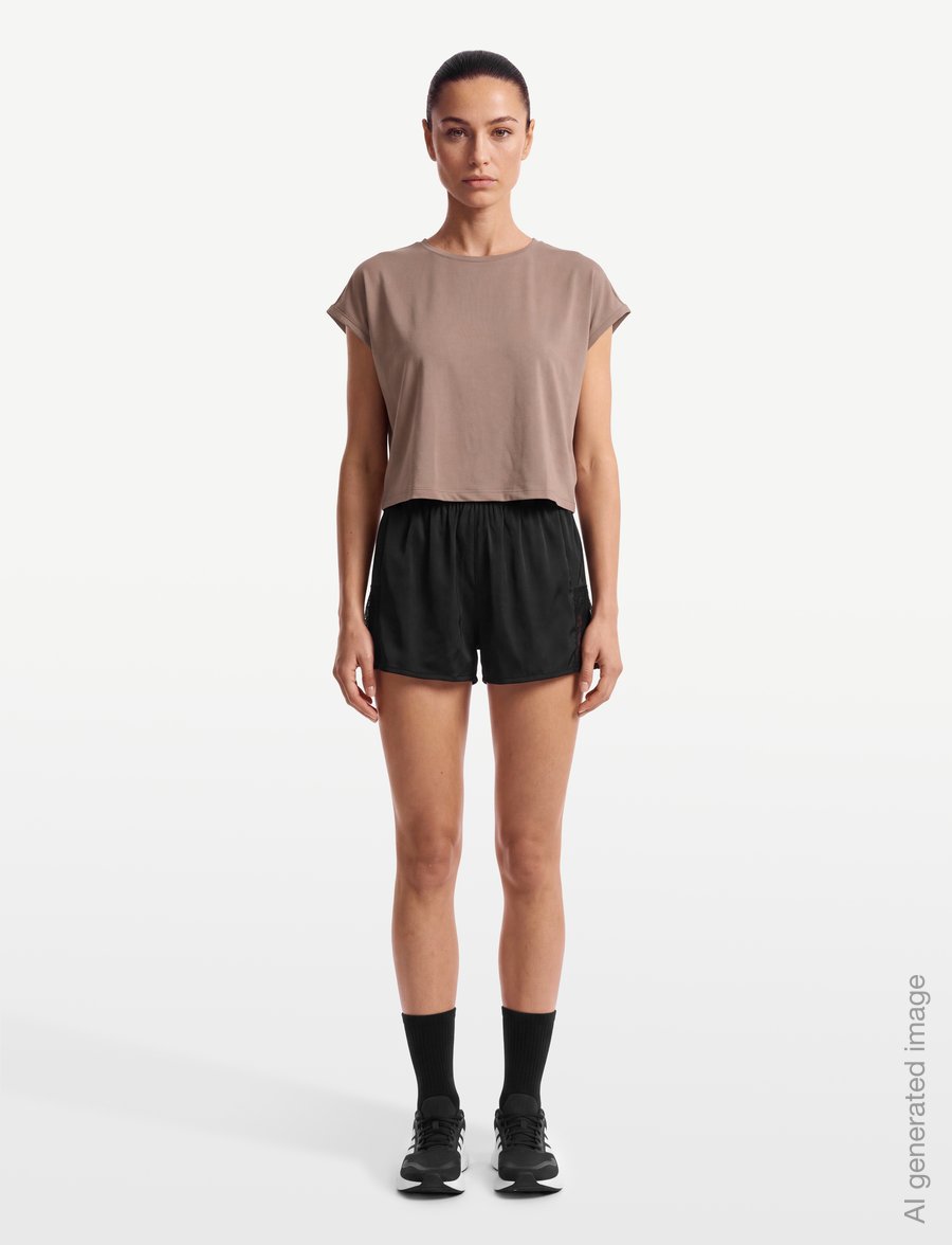 aim´n - Soft Basic Roll Sleeve Top - t-särgid - espresso - 0