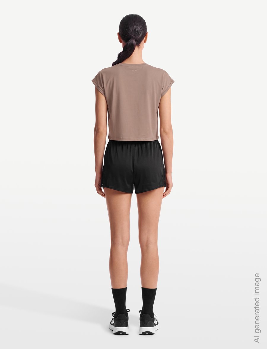 aim´n - Soft Basic Roll Sleeve Top - t-särgid - espresso - 4