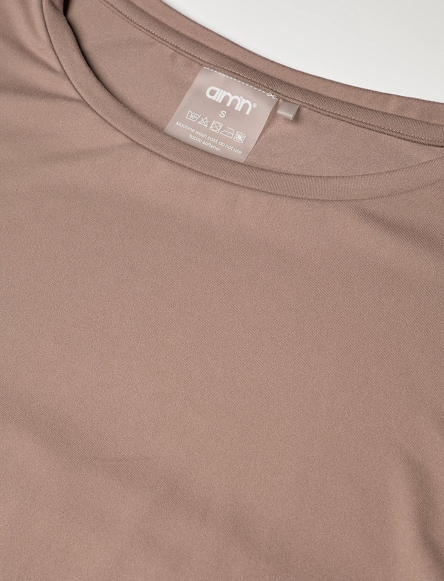 aim´n - Soft Basic Roll Sleeve Top - t-särgid - espresso - 2