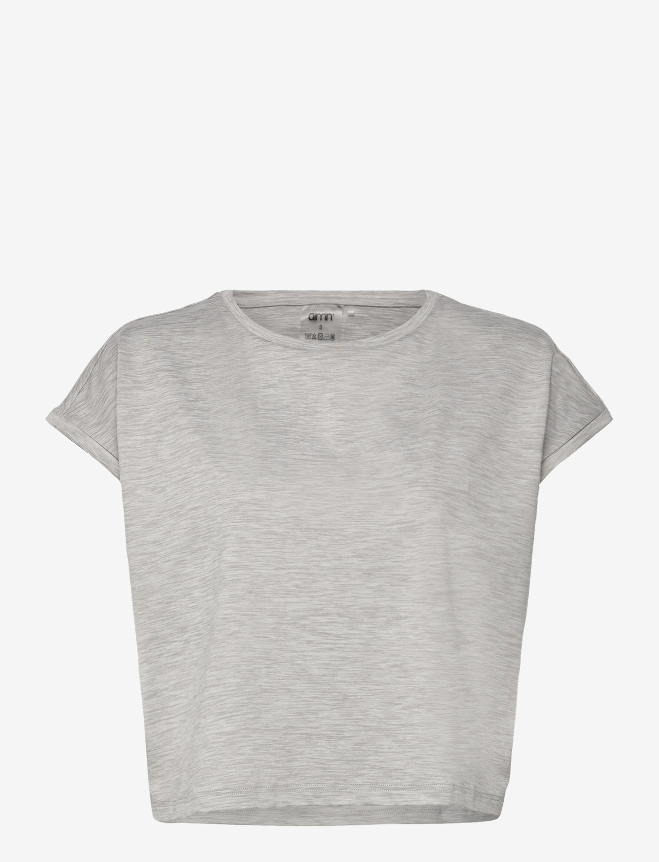 aim´n - Soft Basic Roll Sleeve Top - t-shirts - grey melange - 0