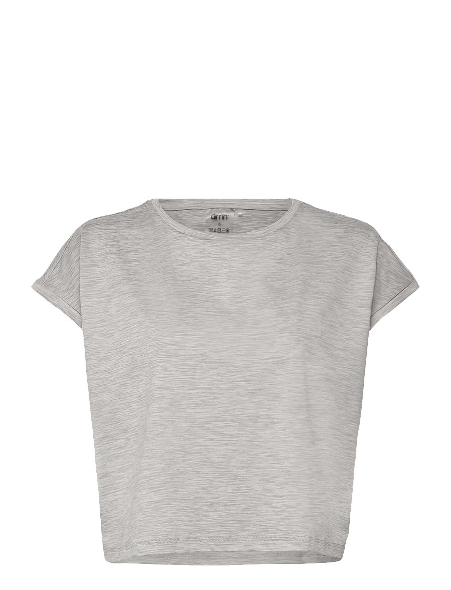 aim´n - Soft Basic Roll Sleeve Top - t-särgid - grey melange - 0