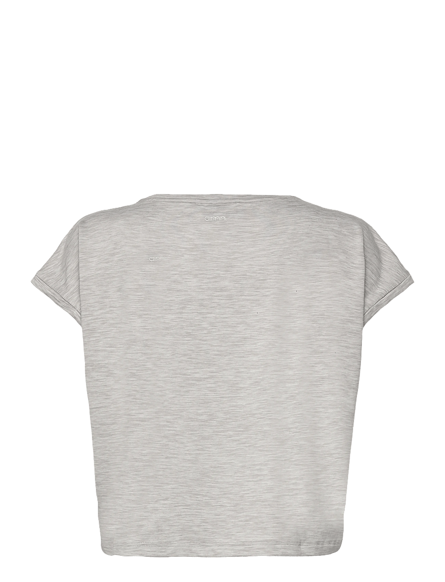 aim´n - Soft Basic Roll Sleeve Top - t-särgid - grey melange - 1