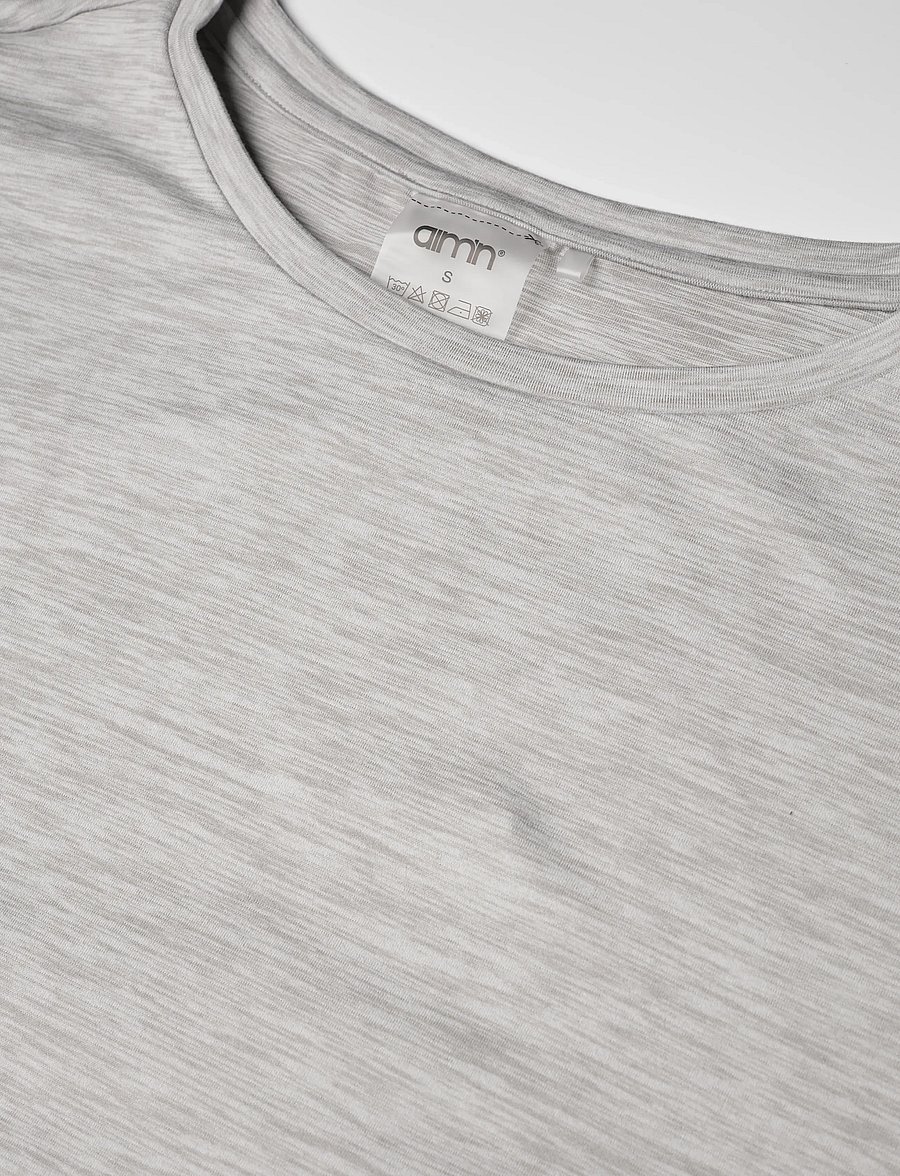 aim´n - Soft Basic Roll Sleeve Top - t-särgid - grey melange - 2