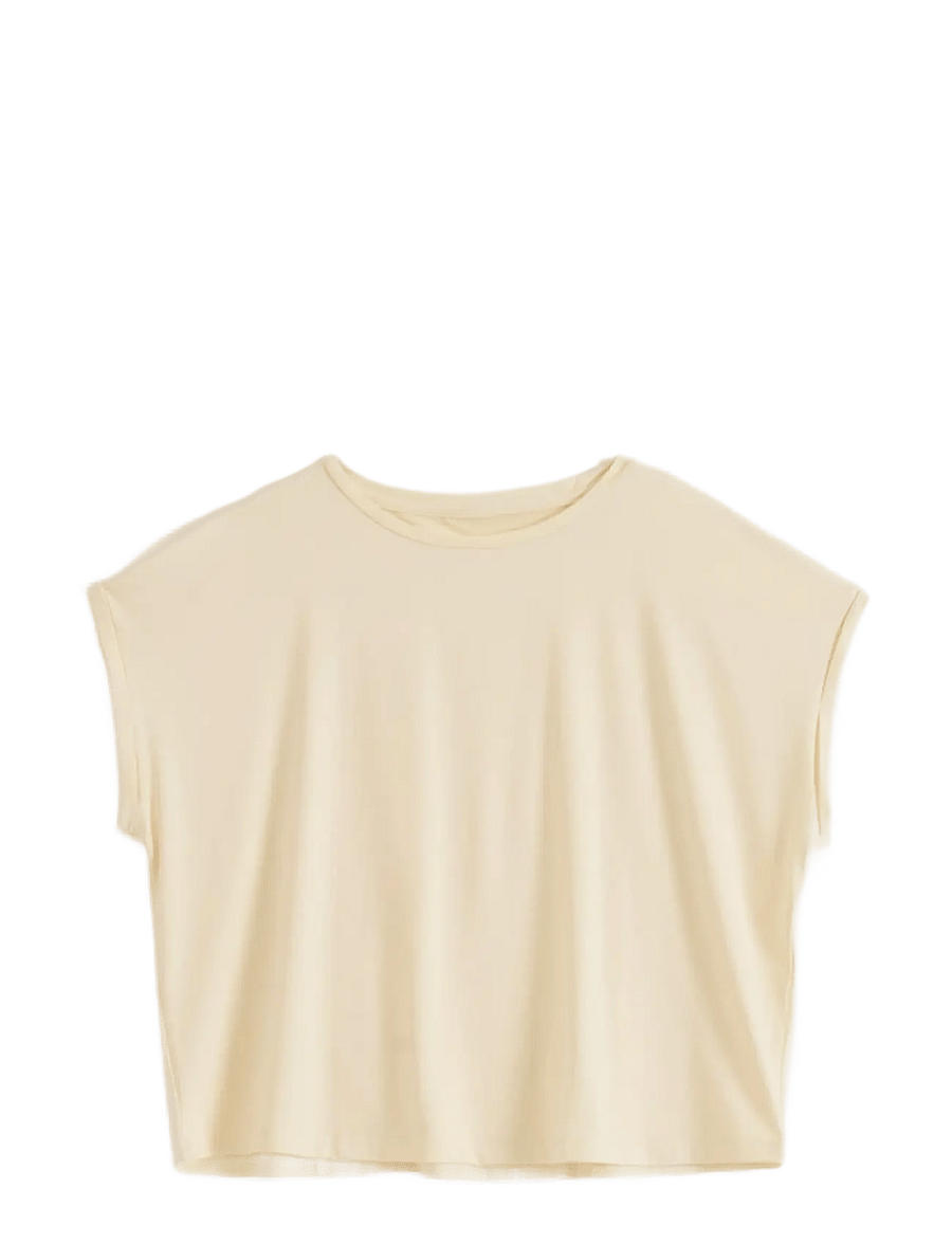 aim´n - Soft Basic Roll Sleeve Top - t-särgid - lemon white - 1