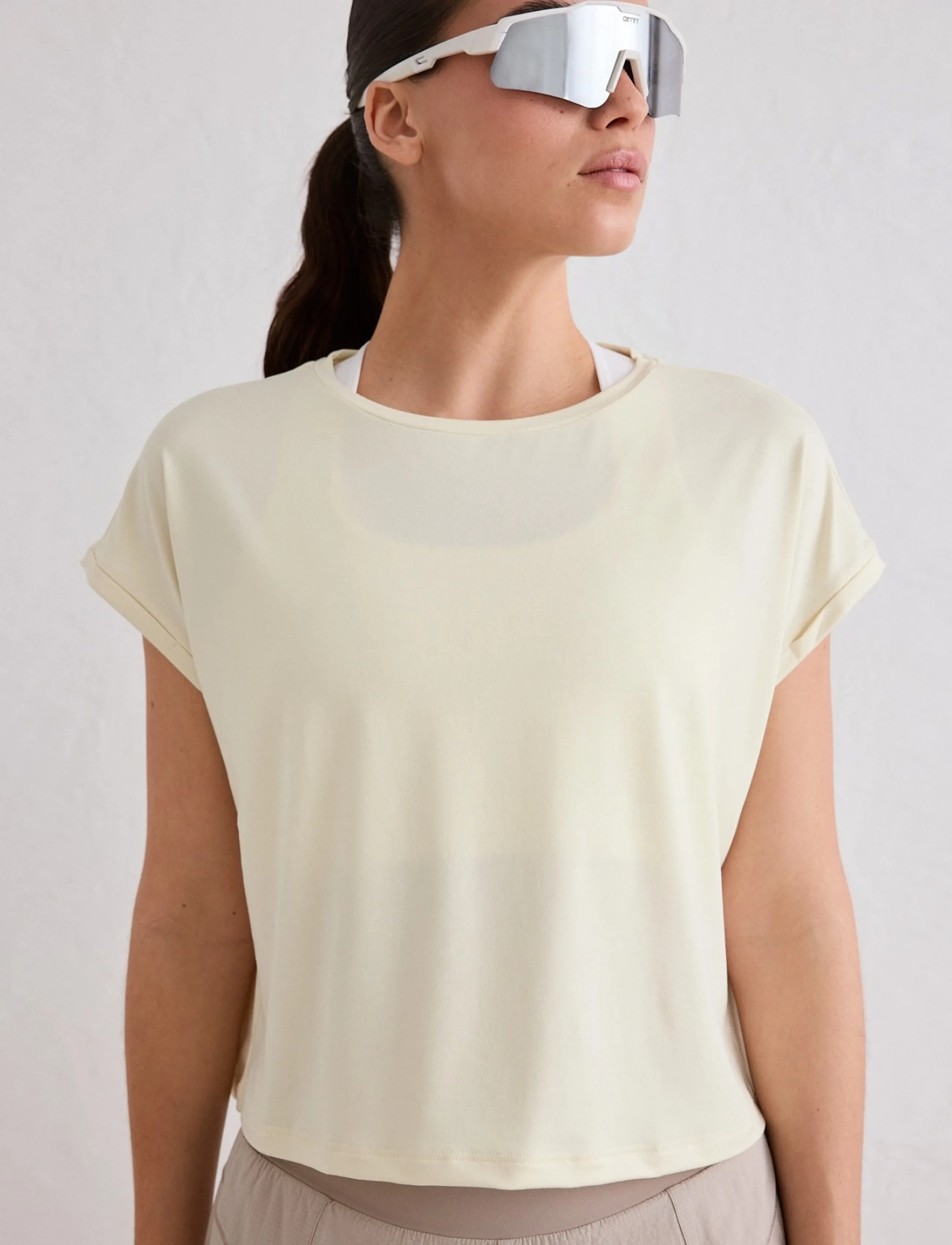 aim ́n Soft Basic Roll Sleeve Top, Kvinder, Rulleærme Top, Gul, Str: M
