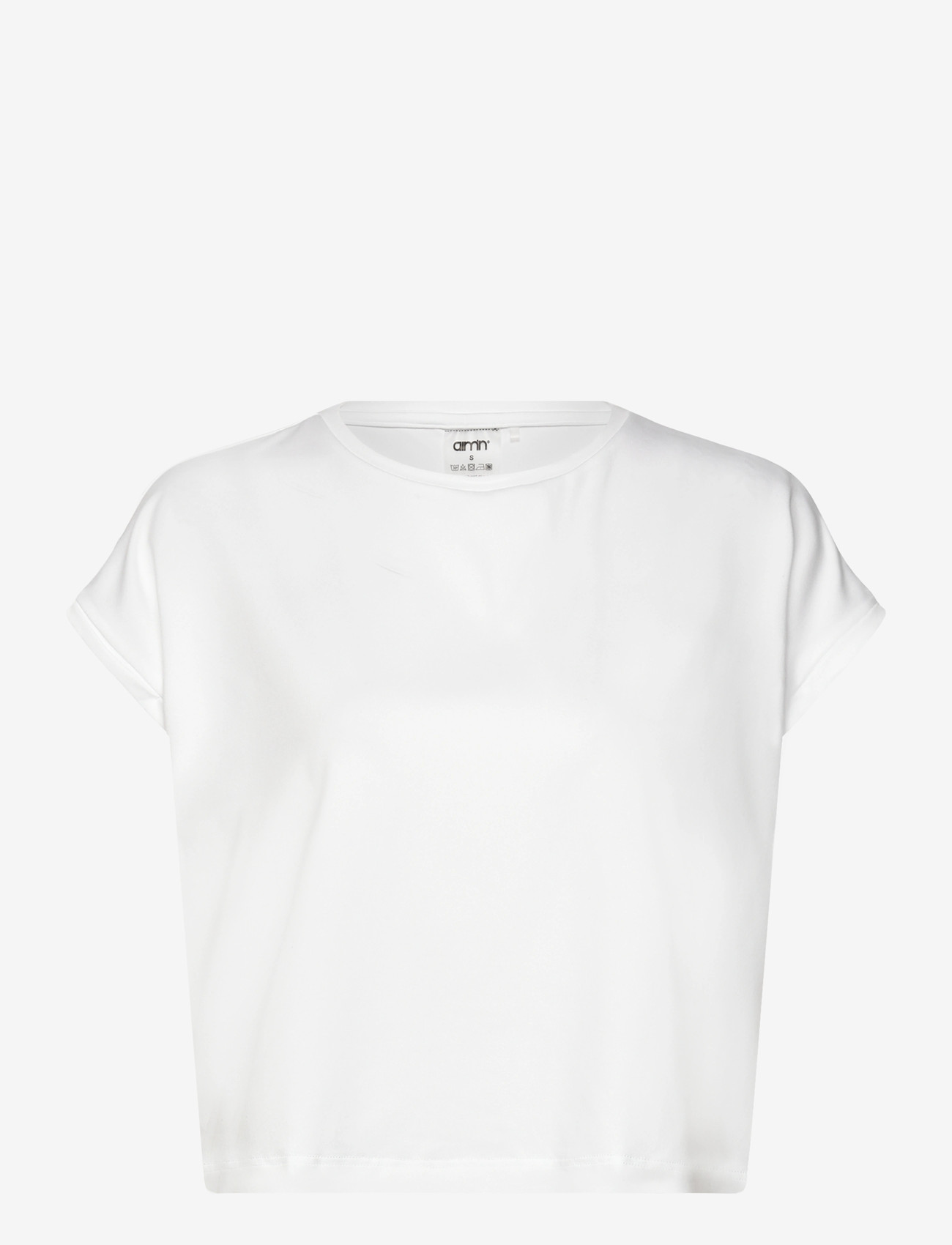 aim´n - Soft Basic Roll Sleeve Top - t-shirts - white - 0