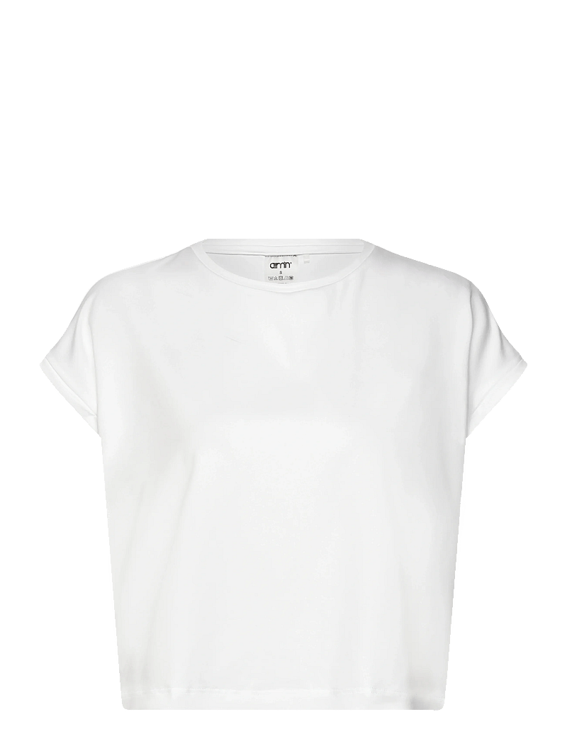 aim´n - Soft Basic Roll Sleeve Top - t-särgid - white - 0